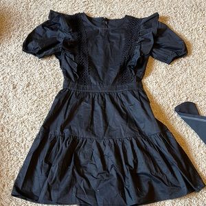 WORN ONCE!! Black puff sleeve mini dress from Impeccable Pig Boutique